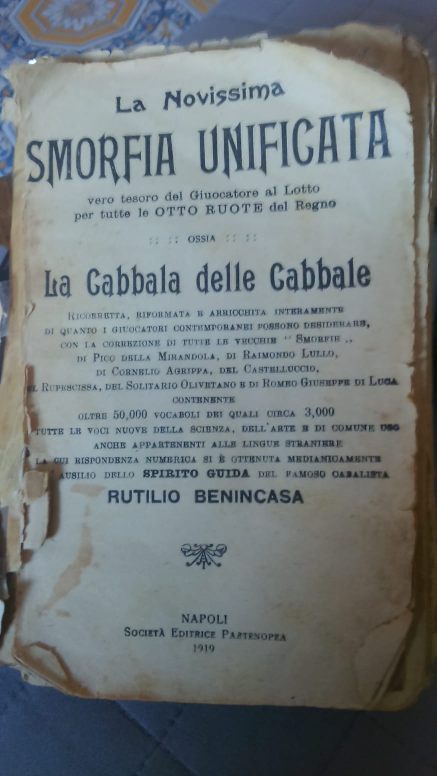 La smorfia napoletana con numeri risalente al 1919.